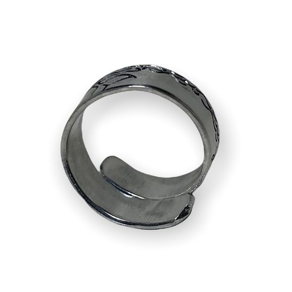 Handmade 7/8 stamped ocean sea otter silver‎ adjustable hypoallergenic wrap ring - Picture 7 of 8